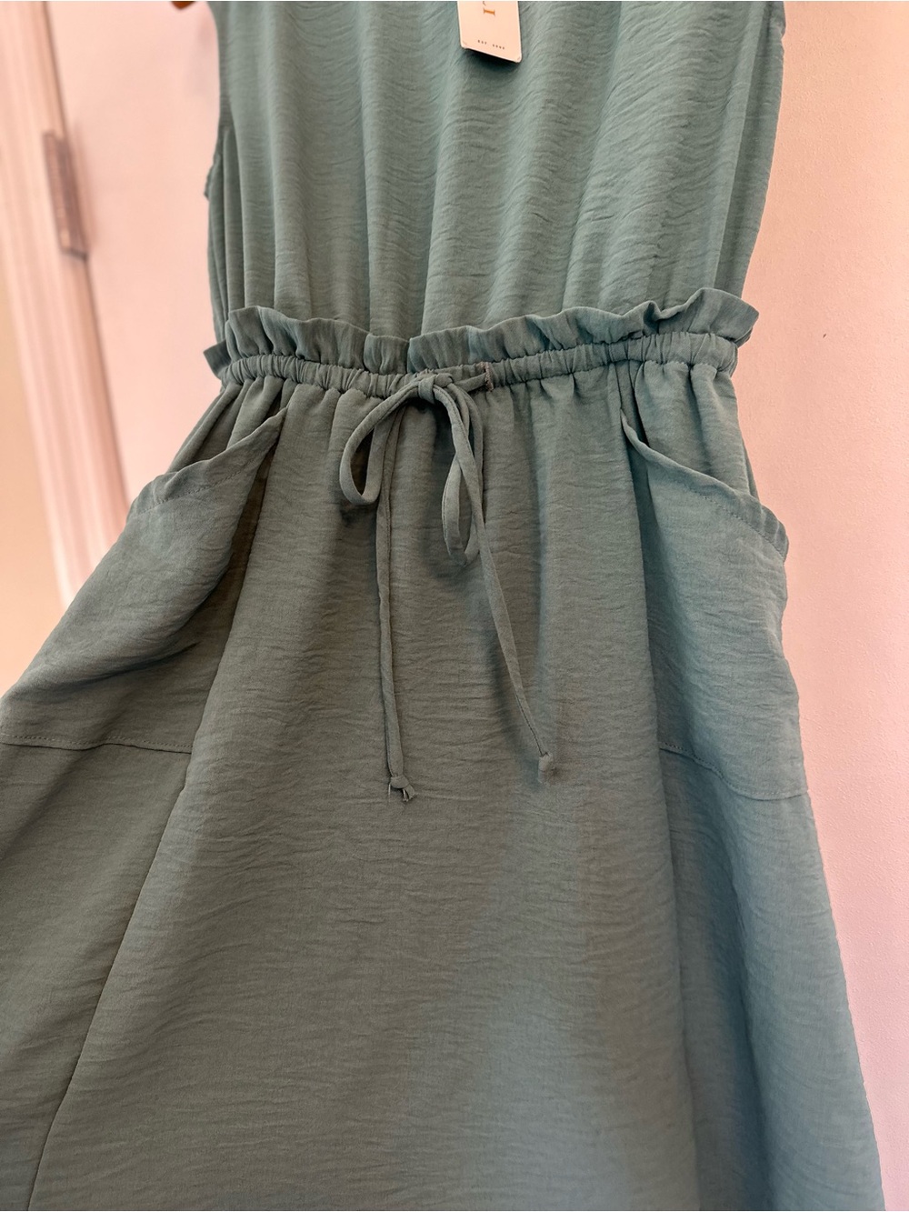 Gilli Teal Sleeveless Drawstring Waist Casual Dress - Picture 3 of 6